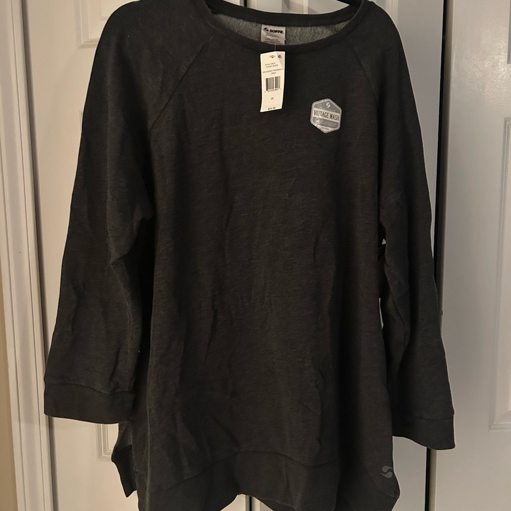 Soffe Vintage Wash Black Crew Top